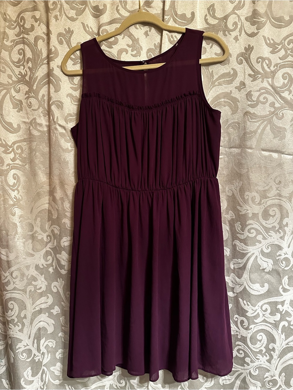 LOFT Sleeveless Chiffon Dress in Plum